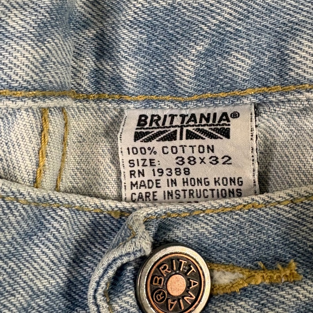 Vtg Brittania Relaxed Fit Jeans Mens 38x32 Light Wash Denim 90s Skater Retro NWT - Picture 7 of 14